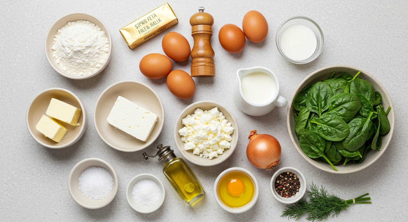Ingredients for Spinach Feta Quiche
